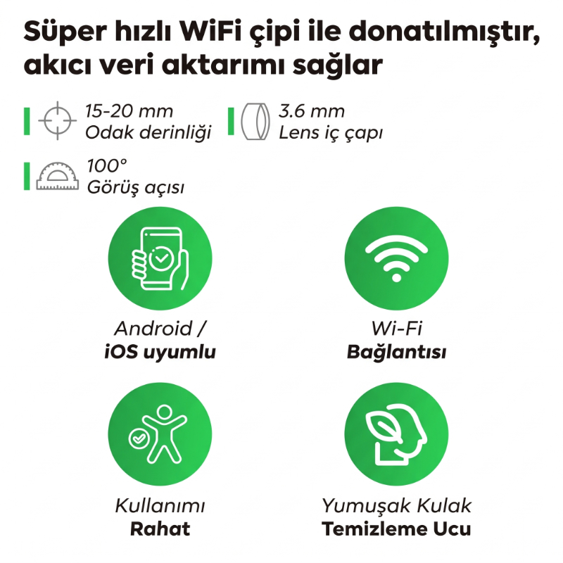 Akıllı Kulak Temizleme Cihazı - Kameralı - WiFi ve Mobil Uygulama Uyumlu - görsel 3